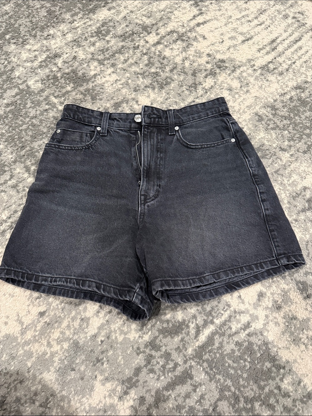 Zara Black High-Waist Denim Shorts